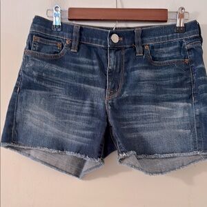 J Crew Indigo Denim Shorts Frayed Hem Size 27